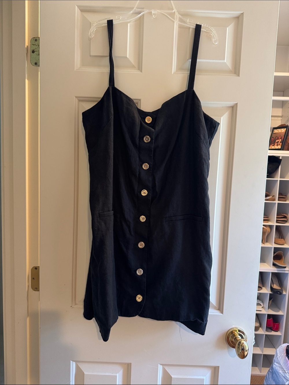 J. Crew Black Button-Front Mini Dress
